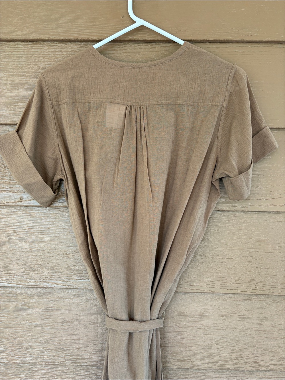 J. Crew NWT 100% Cotton Button-Front Shirt Dress in Camel Brown -Sz M - Picture 7 of 8